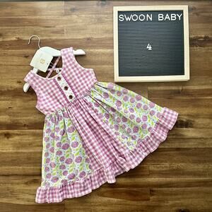 NWT Swoon Baby Clothing Bliss Sleeveless Tiered Dress Purple Floral Knit Gingham